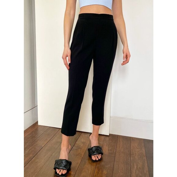 Babaton Aritzia Size 8 Black New Cohen Pants Crop Mid Rise Pleated Trouser - Picture 1 of 12